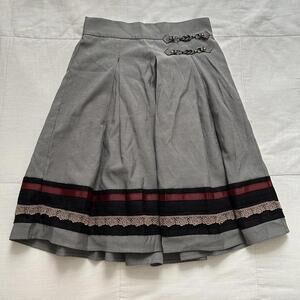 Axes Femme Grey A-line skirt with ribbon and lace detailing and buckle straps